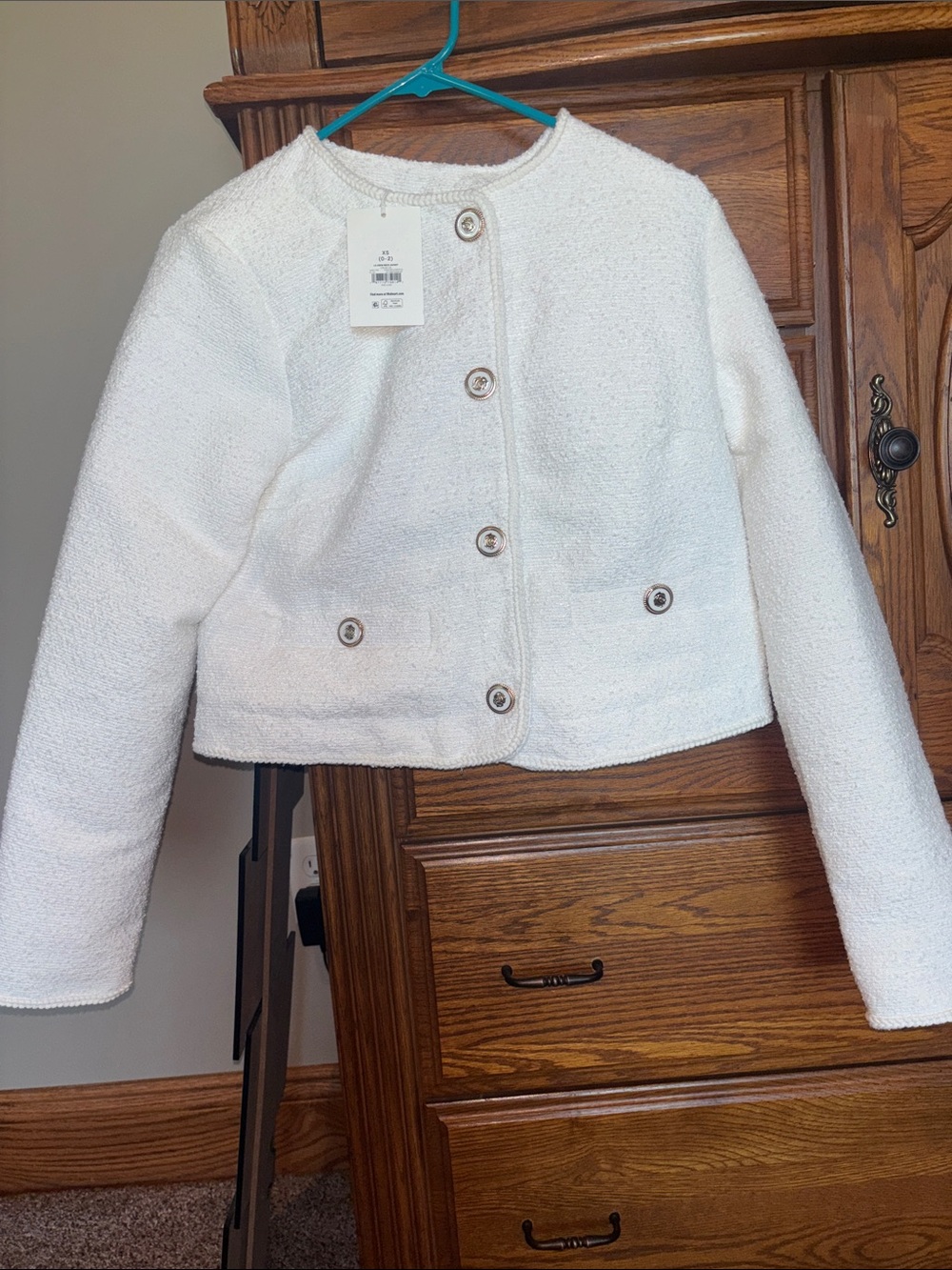 Women’s ' Cream Bouclé Button-Front Jacket
